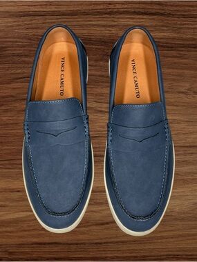 Vince Camuto Faelon Faux Suede Blue Slip On Loafers. Size 11M